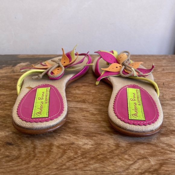 MATERIA PRIMA Goffredo Fanttini Designer Flip Flop Sandals Leather 38.5 Italy!! - Picture 8 of 12